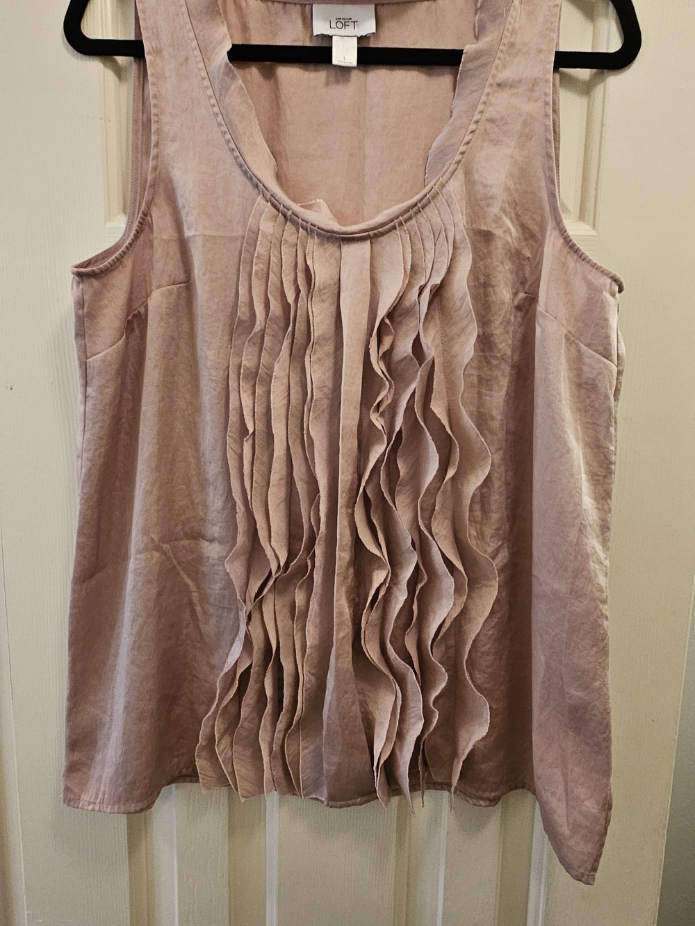 LOFT Pink Ruffle Front Sleeveless Camisole